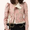 Fitted jacket in taffeta jacquard & lace