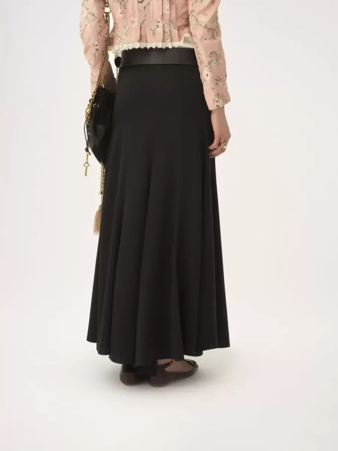 Fluid maxi skirt in washed silk satin