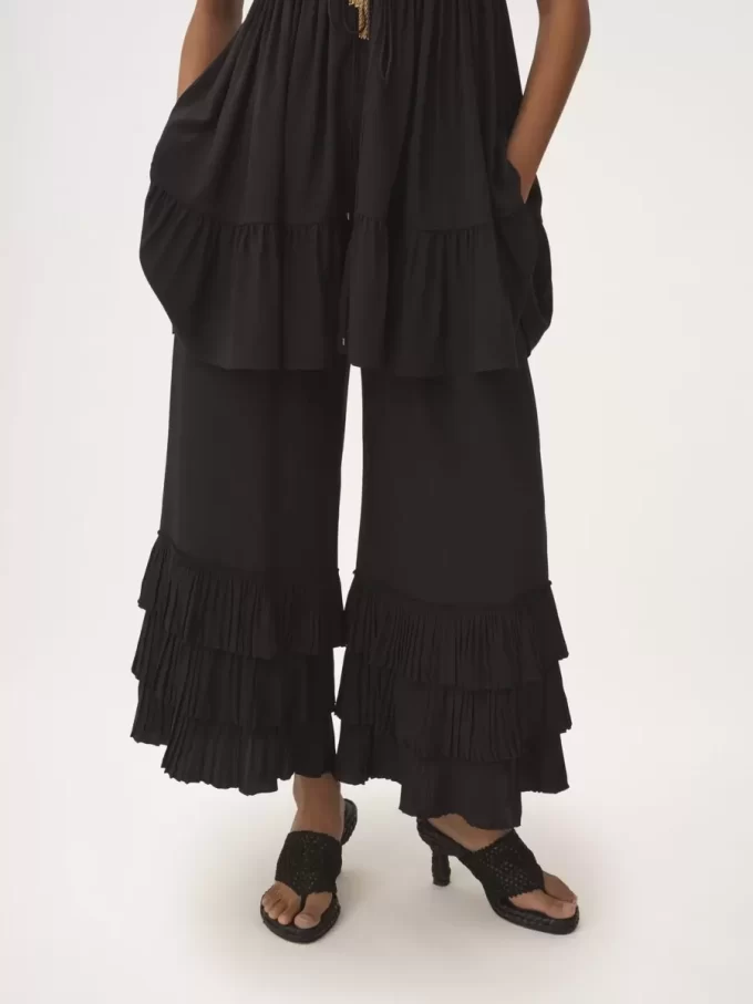 Fluid wide-leg pants in crêpe de chine