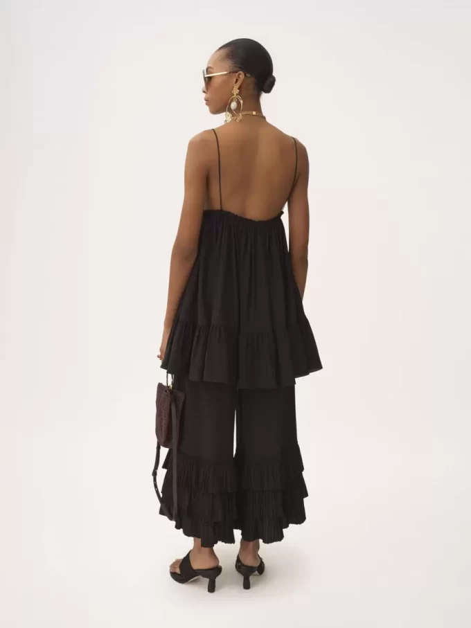 Fluid wide-leg pants in crêpe de chine