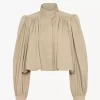 Gathered boule jacket in cotton gabardine