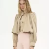 Gathered boule jacket in cotton gabardine
