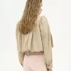 Gathered boule jacket in cotton gabardine