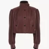 Gathered boule jacket in leather