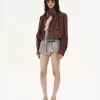 Gathered boule jacket in leather