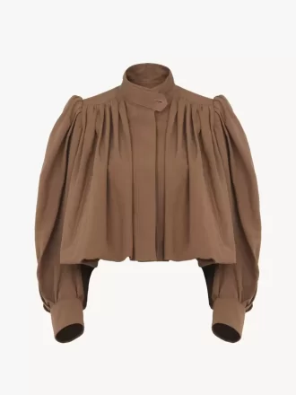 Gathered boule jacket in linen & cotton