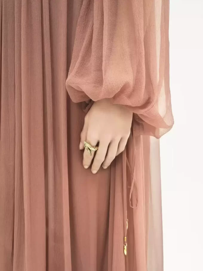 Gathered long dress in silk mousseline Gathered long dress in silk mousseline