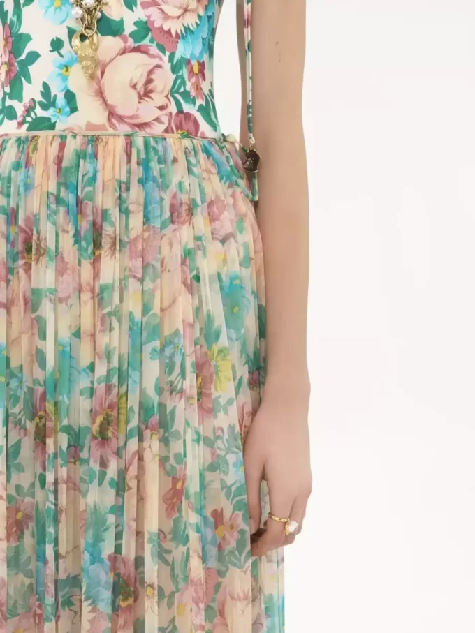 Gathered maxi skirt in silk mousseline