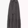 Gathered midi skirt in crêpe de chine
