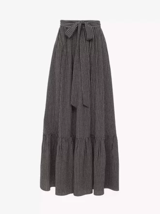 Gathered midi skirt in crêpe de chine