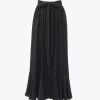 Gathered midi skirt in silk jacquard