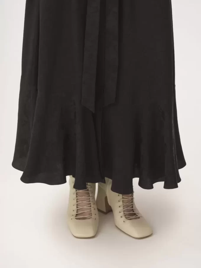 Gathered midi skirt in silk jacquard