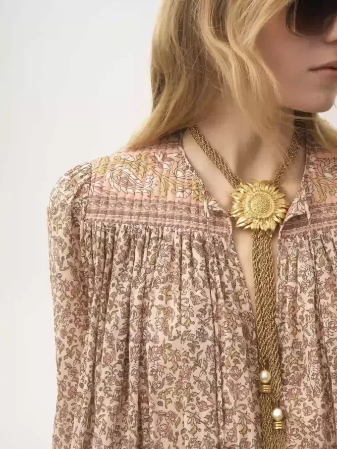 Gathered tunic dress in cotton voile