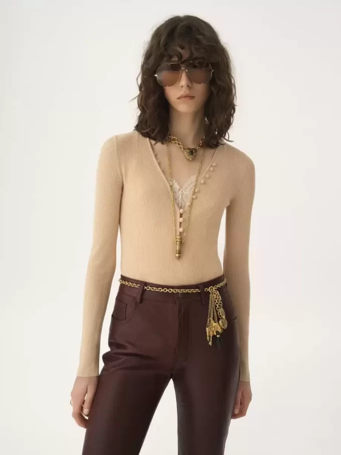 Henley shirt in a merino wool knit