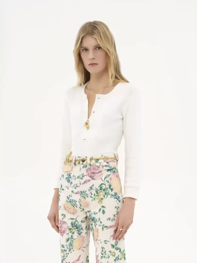 Henley shirt in cotton jersey