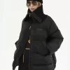 High-neck puffer jacket in shiny nylon