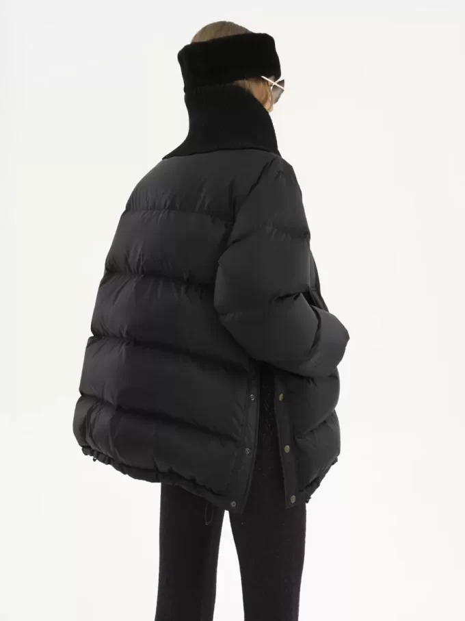 High-neck puffer jacket in shiny nylon