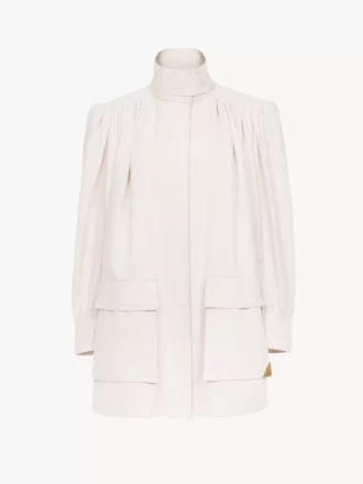 High-neck utilitarian jacket in cotton canvas