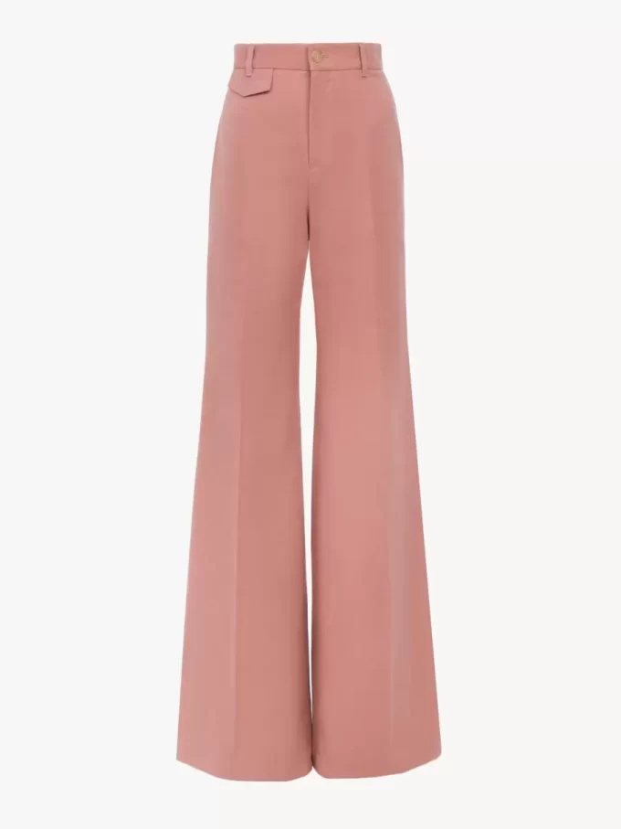High-rise flared pants in cotton canvas