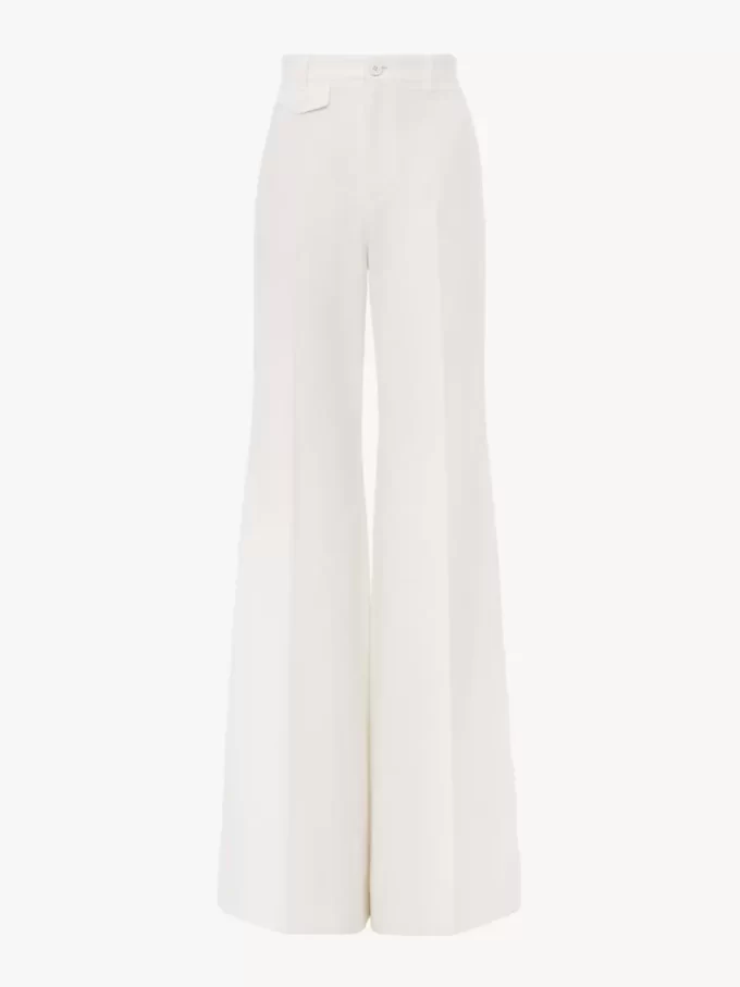 High-rise flared pants in cotton canvas