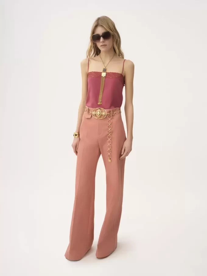 High-rise flared pants in cotton canvas