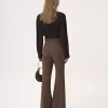 High-rise flared pants in wool check