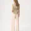 High-rise flared pants in wool gabardine