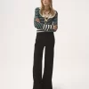 High-rise flared pants in wool grain de poudre