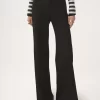 High-rise flared pants in wool grain de poudre