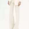 High-rise flared pants in wool grain de poudre