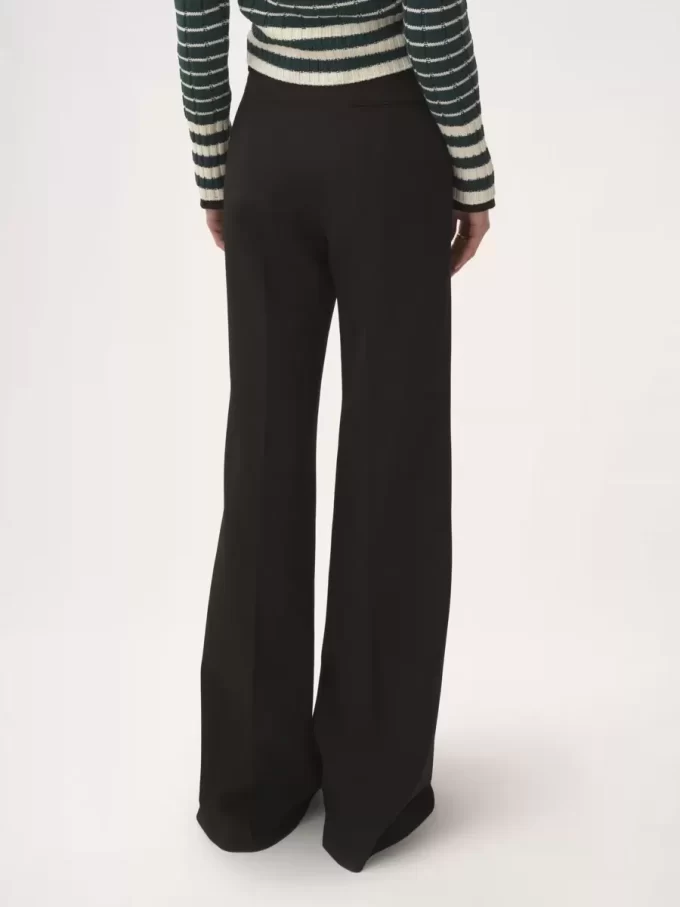 High-rise flared pants in wool grain de poudre