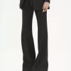 High-rise flared pants in wool grain de poudre