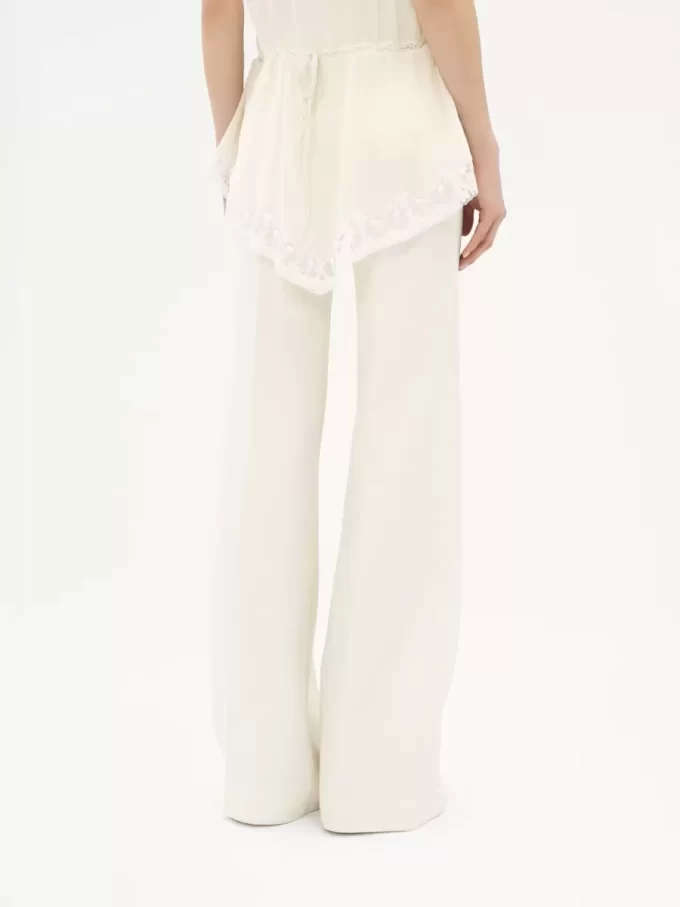 High-rise flared pants in wool grain de poudre