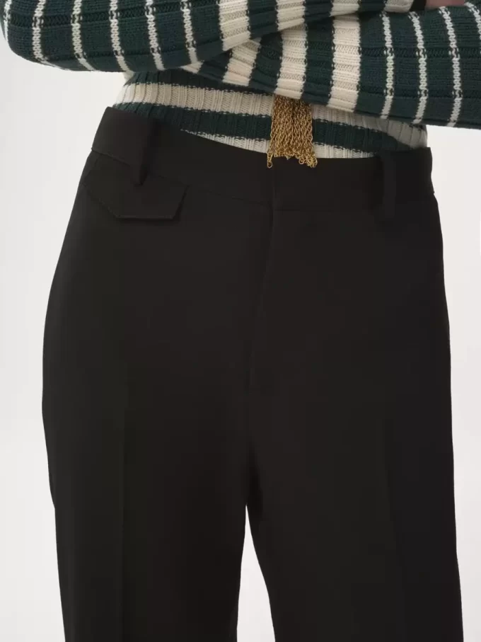 High-rise flared pants in wool grain de poudre