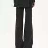 High-rise flared pants in wool grain de poudre