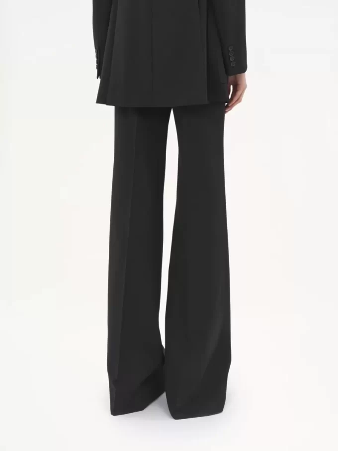 High-rise flared pants in wool grain de poudre