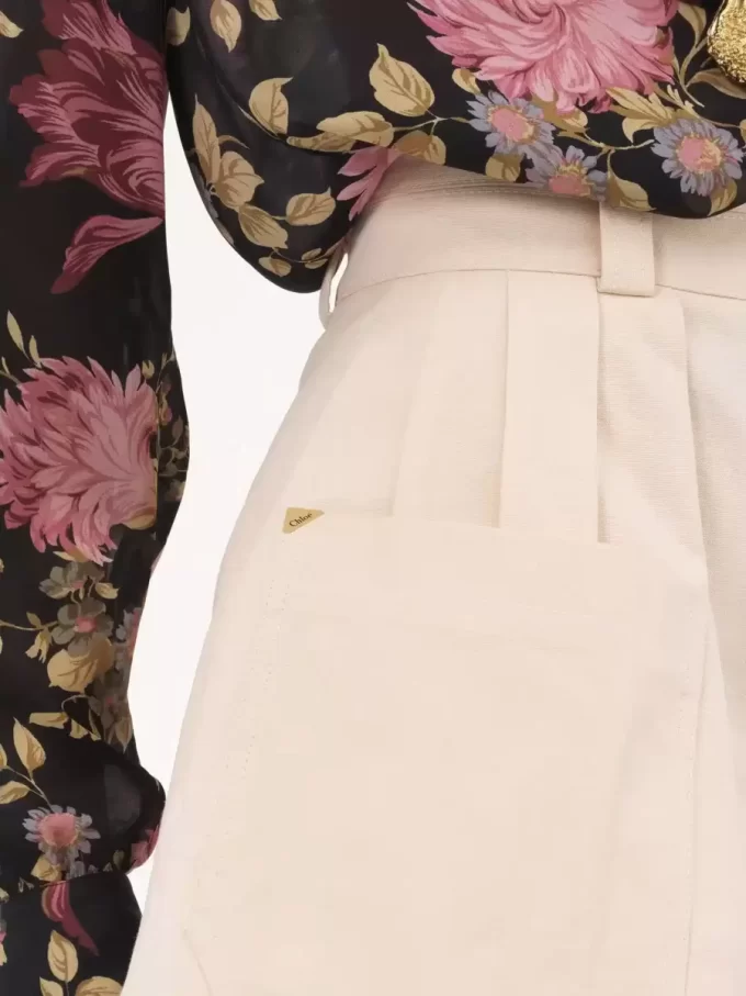 High-rise mini shorts in cotton canvas