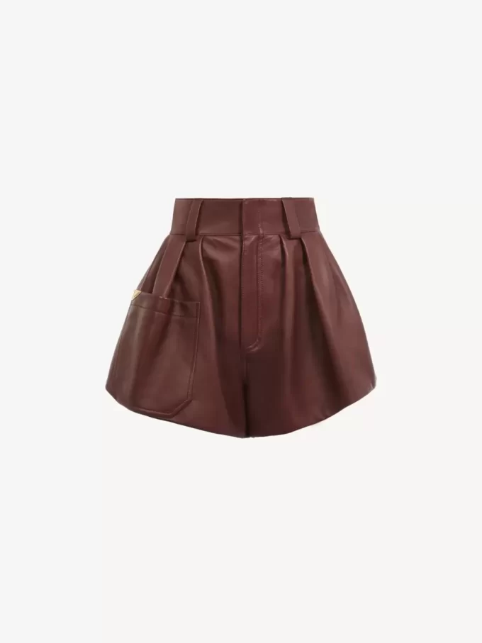 High-rise shorts in leather