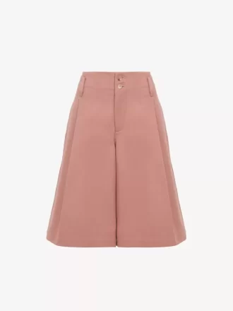High-rise wide-leg bermuda shorts in cotton