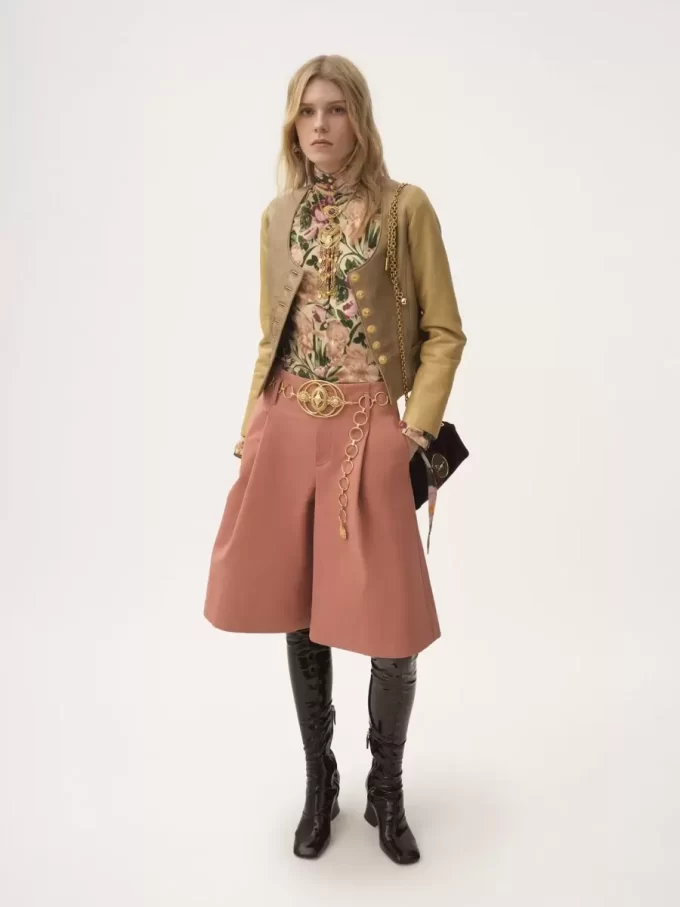 High-rise wide-leg bermuda shorts in cotton