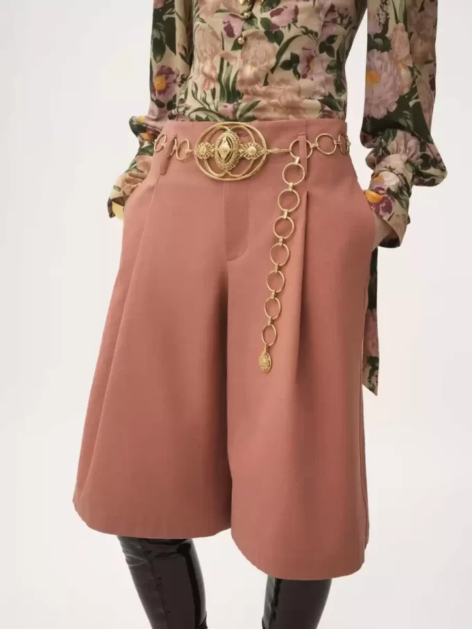 High-rise wide-leg bermuda shorts in cotton