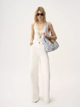 High-rise wide-leg jeans in denim