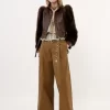High-rise wide-leg pants in cotton canvas