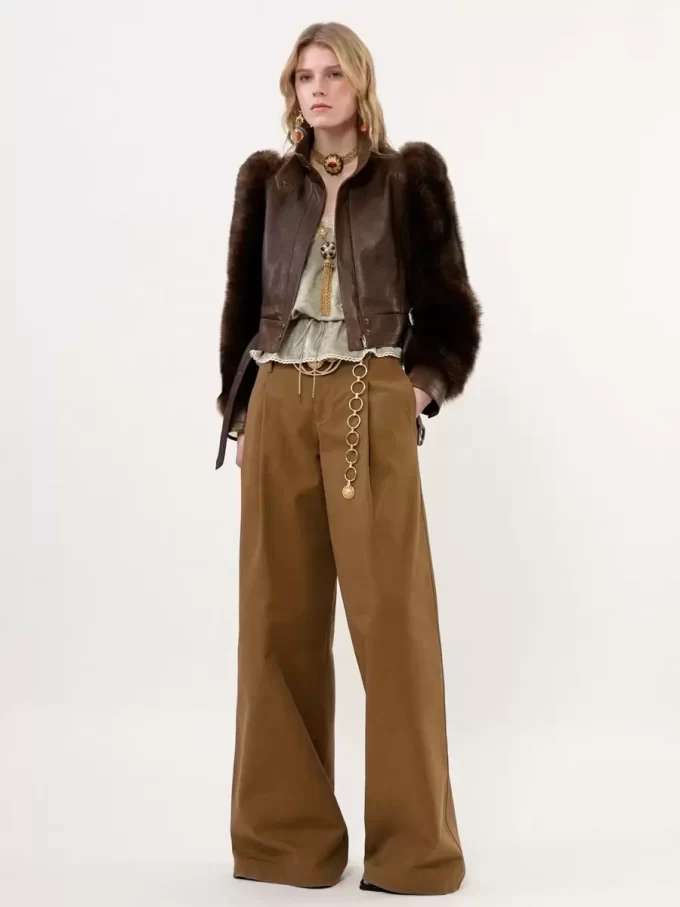High-rise wide-leg pants in cotton canvas