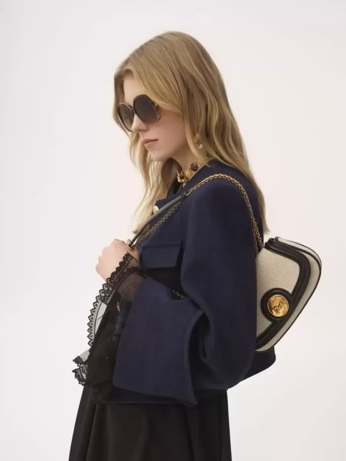 Horse Medal crossbody bag in canvas & grained leather