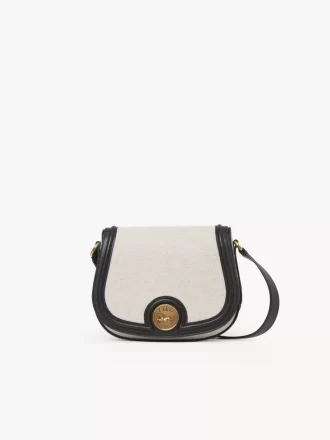 Horse Medal saddle bag in canvas & grained leather