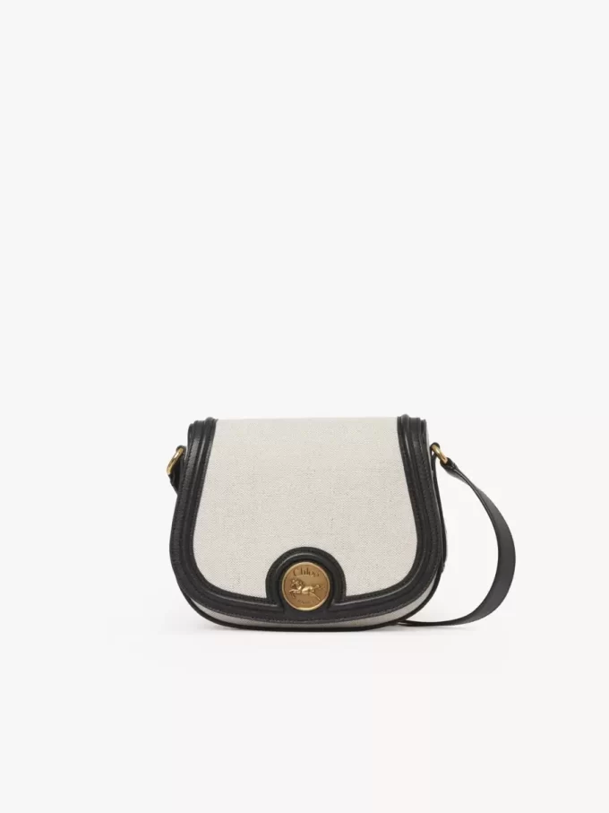 Horse Medal saddle bag in canvas & grained leather