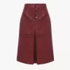 Knee-length skirt in leather