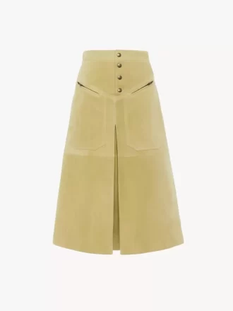 Knee-length skirt in suede
