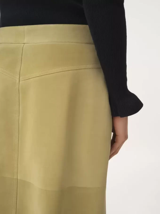 Knee-length skirt in suede